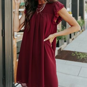Burgundy Chiffon Dress
